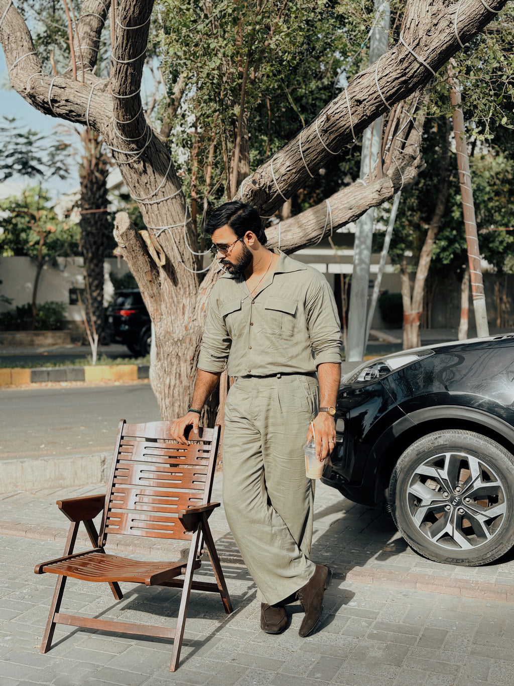 Olive Luxe Green Linen Co-ord Set – Retro Tailored Matching Two Piece