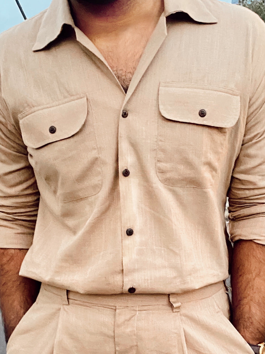 Camel Desert Sand Linen Co-ord Set – Earthy Sartorial Matching Two Piece